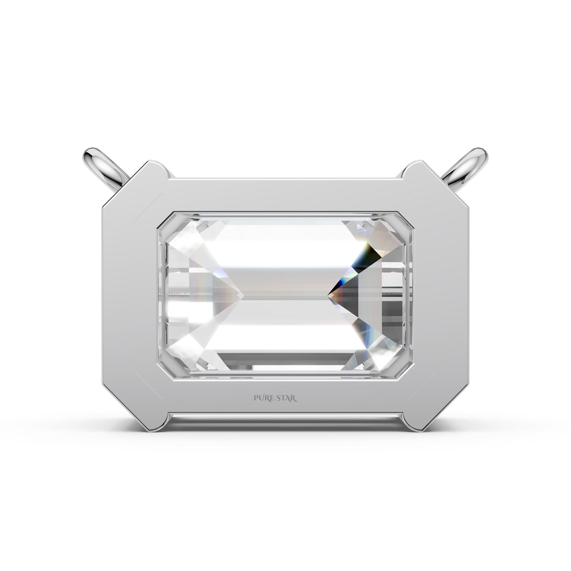 Emerald Cut Lab Grown Diamond Necklace | 4.00 CT Half Bezel Pendant in 14K Gold | IGI Certified Solitaire Wedding Necklace for Her