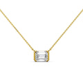 Emerald Cut Lab Grown Diamond Necklace | 4.00 CT Half Bezel Pendant in 14K Gold | IGI Certified Solitaire Wedding Necklace for Her