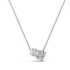 Toi Et Moi Diamond Necklace | Radiant & Round Two Stone Lab Grown Pendant in 14K Gold | Romantic Anniversary Gift for Her