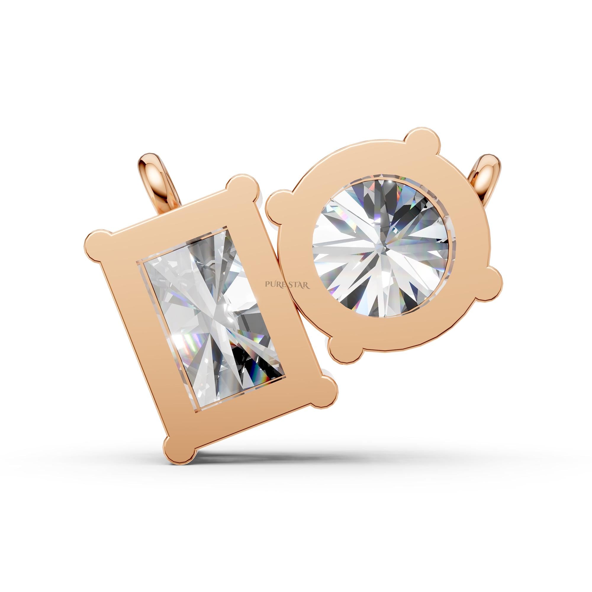 Toi Et Moi Diamond Necklace | Radiant & Round Two Stone Lab Grown Pendant in 14K Gold | Romantic Anniversary Gift for Her