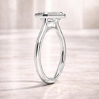 East West Lab Grown Diamond Ring | Bezel Solitaire Gold Engagement Ring | Modern Minimalist Anniversary Ring for Women