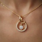 Lab Grown Diamond Pendant Round Cut 14K Gold Necklace