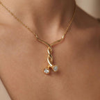 Lab Grown Diamond Whirl Pendant Necklace: 14K Yellow Gold Bezel Set