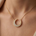 14k Gold Lab Diamond Crescent Moon Necklace - Celestial Jewelry Gift