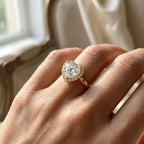 Heart Cut Lab Grown Diamond Ring | Halo Engagement Ring for Women | Romantic Luxury Jewelry in Solid Gold