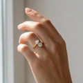 Toi et Moi Diamond Ring, Lab Grown Two Stone Engagement Ring, Pear & Round Gold Ring, Romantic Modern Promise Ring for Her