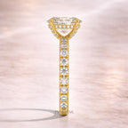 Oval Hidden Halo Lab Grown Diamond Ring | Three Quarter Eternity Band in Solid Gold | Anniversary Wedding Ring for Women
