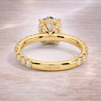 Oval Hidden Halo Lab Grown Diamond Ring | Three Quarter Eternity Band in Solid Gold | Anniversary Wedding Ring for Women