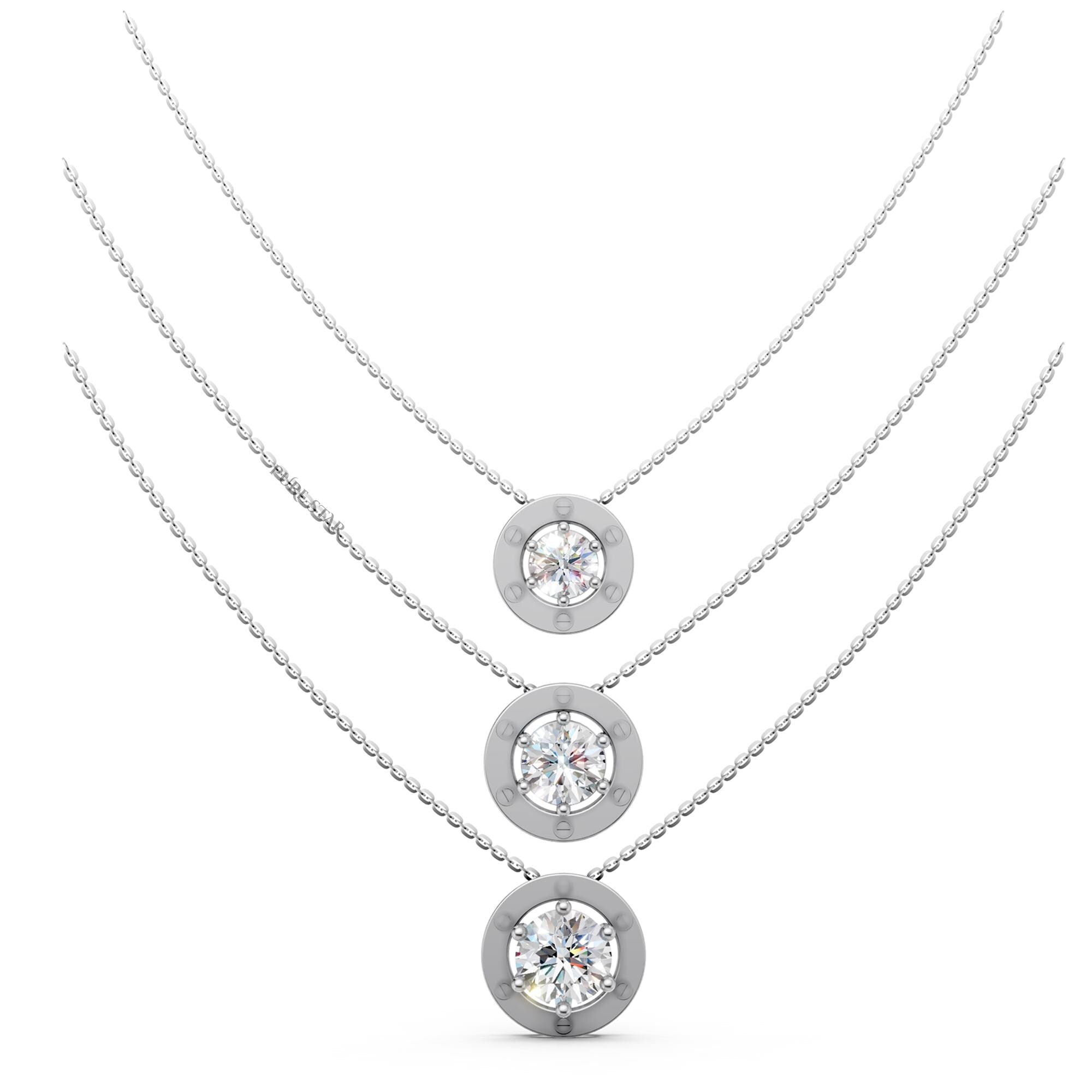 Lab Grown Diamond Pendant Necklace | Round Solitaire Gold Necklace 13 CT | Minimal Luxury Gift for Women Anniversary