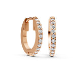 Lab Grown Diamond Hoop Earrings 14K Gold | Round Cut Bridal Wedding Gift | Luxury Diamond Hoops for Women