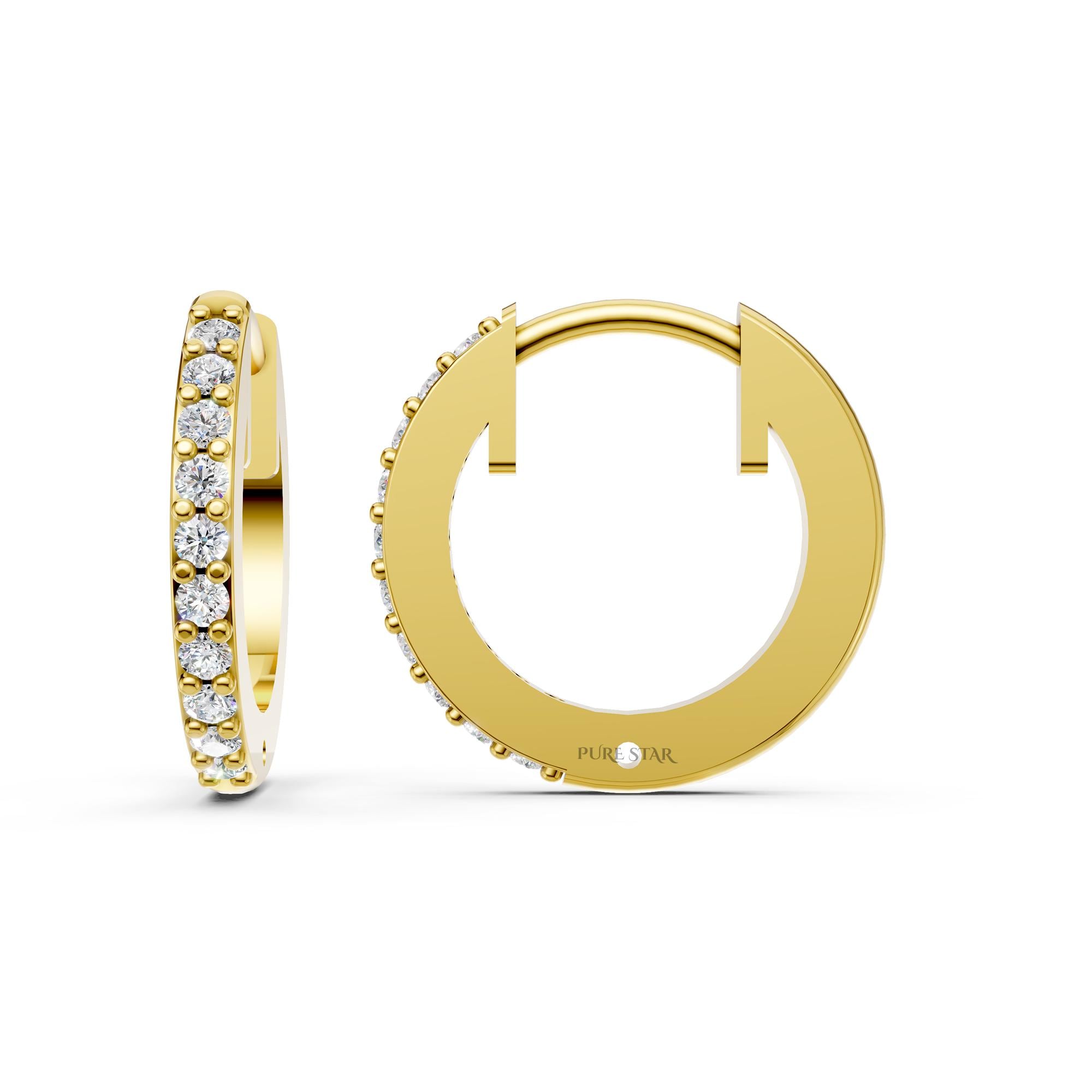 Lab Grown Diamond Hoop Earrings 14K Gold | Round Cut Bridal Wedding Gift | Luxury Diamond Hoops for Women