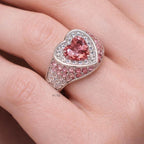Pink Heart Diamond Ring | Lab Grown Heart Engagement Ring 14K White Gold | Romantic Promise Ring for Her