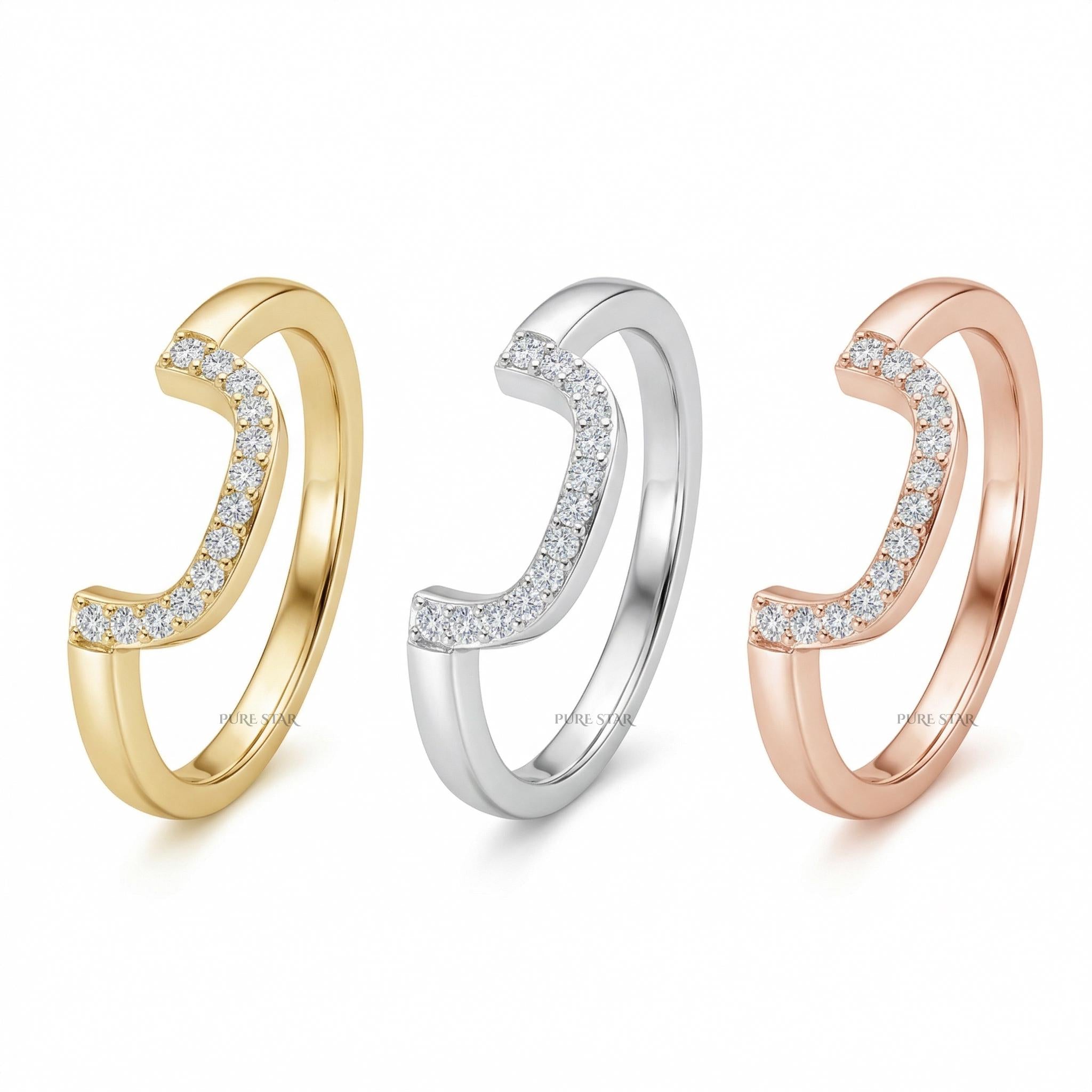 Lab Grown Diamond Wedding Ring Contoured Comfort Fit Band | Curved Diamond Wedding Band in Solid Gold | Bridal Ring