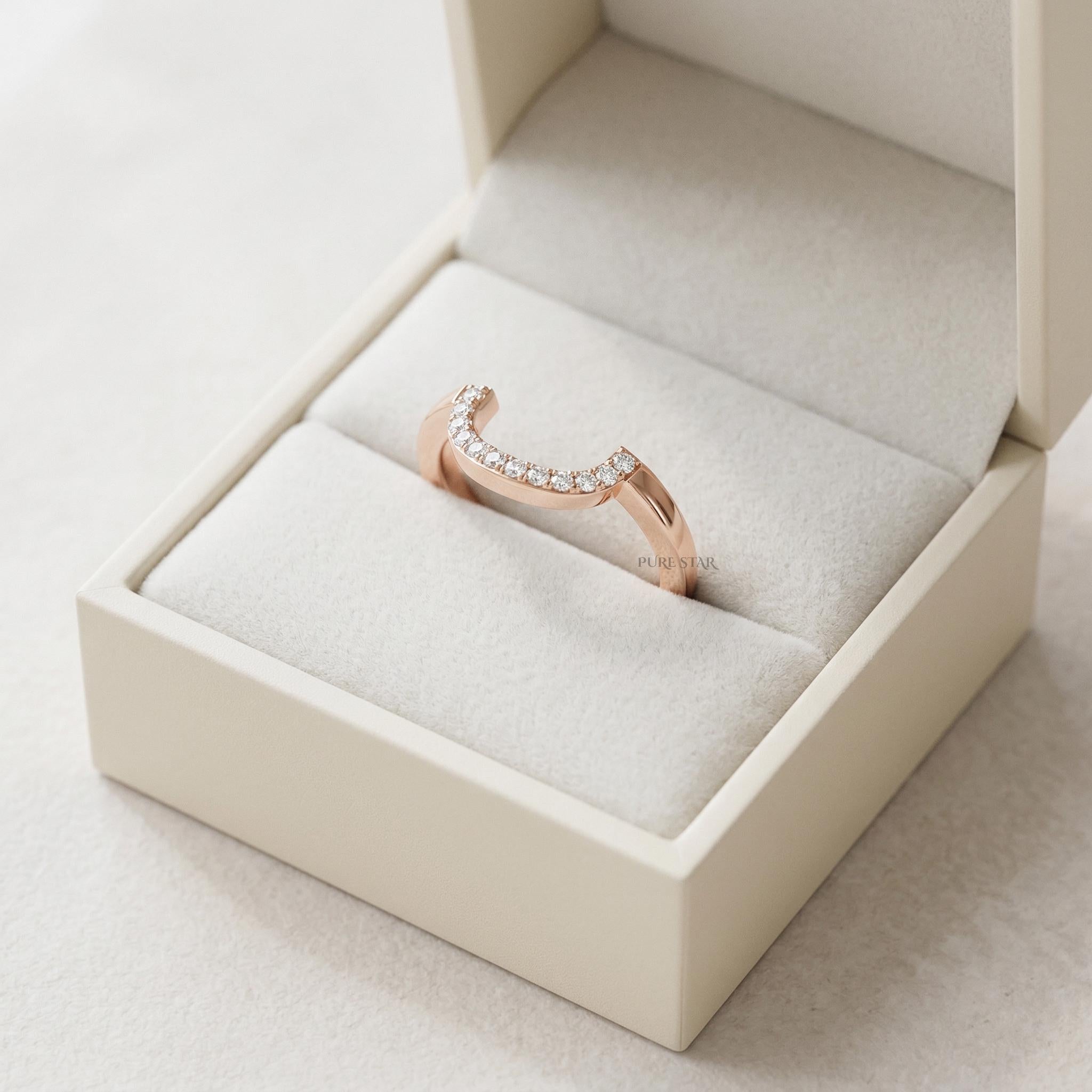 Lab Grown Diamond Wedding Ring Contoured Comfort Fit Band | Curved Diamond Wedding Band in Solid Gold | Bridal Ring