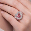 Pink Heart Diamond Ring | Lab Grown Heart Engagement Ring 14K White Gold | Romantic Promise Ring for Her