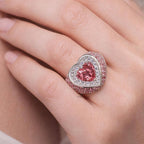 Pink Heart Diamond Ring | Lab Grown Heart Engagement Ring 14K White Gold | Romantic Promise Ring for Her