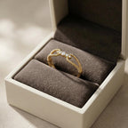 Round Lab Grown Diamond Ring, Double Rope Band Gold Ring, Unique Luxury Diamond Statement Ring for Women, Modern Engagement Ring