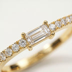 Baguette Diamond Ring Stackable Pave Band | Dainty Baguette Diamond Stacking Ring | Minimalist Gold Wedding Band | Unique Engagement Ring