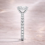 Oval Hidden Halo Lab Grown Diamond Ring | Three Quarter Eternity Band in Solid Gold | Anniversary Wedding Ring for Women