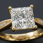 Princess Cut Lab Diamond Engagement Ring 14K Gold Wedding Ring