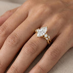 Marquise Diamond Ring Three Stone Engagement Ring for Women Dainty Trilogy Lab Grown Diamond Luxury Ethical Jewelry Gift