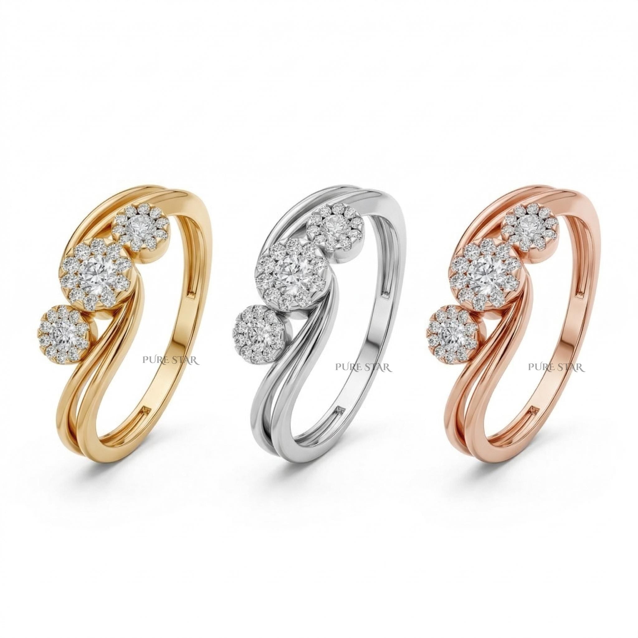 Dainty Diamond Ring Round Cut Lab Grown Engagement Ring Vintage Rose Gold Wedding Ring for Her Minimalist Luxury Anniversary Gift