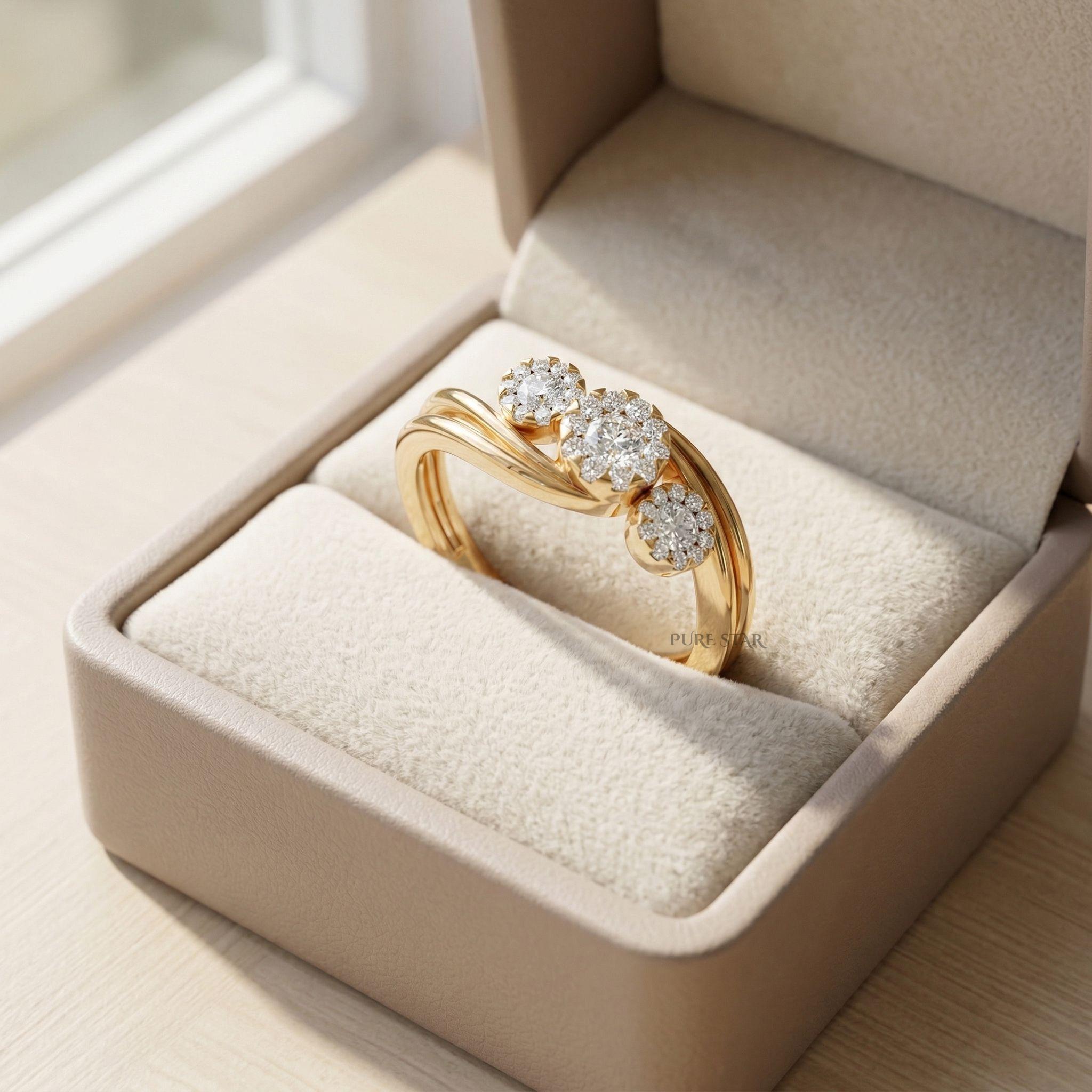 Dainty Diamond Ring Round Cut Lab Grown Engagement Ring Vintage Rose Gold Wedding Ring for Her Minimalist Luxury Anniversary Gift