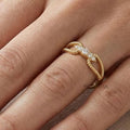 Round Lab Grown Diamond Ring, Double Rope Band Gold Ring, Unique Luxury Diamond Statement Ring for Women, Modern Engagement Ring