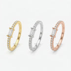 Baguette Diamond Ring Stackable Pave Band | Dainty Baguette Diamond Stacking Ring | Minimalist Gold Wedding Band | Unique Engagement Ring