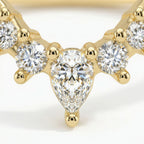V Shaped Chevron Diamond Band Lab Diamond Wedding Ring Curved Stackable Ring Pear Round Dainty Anniversary Gift for Her