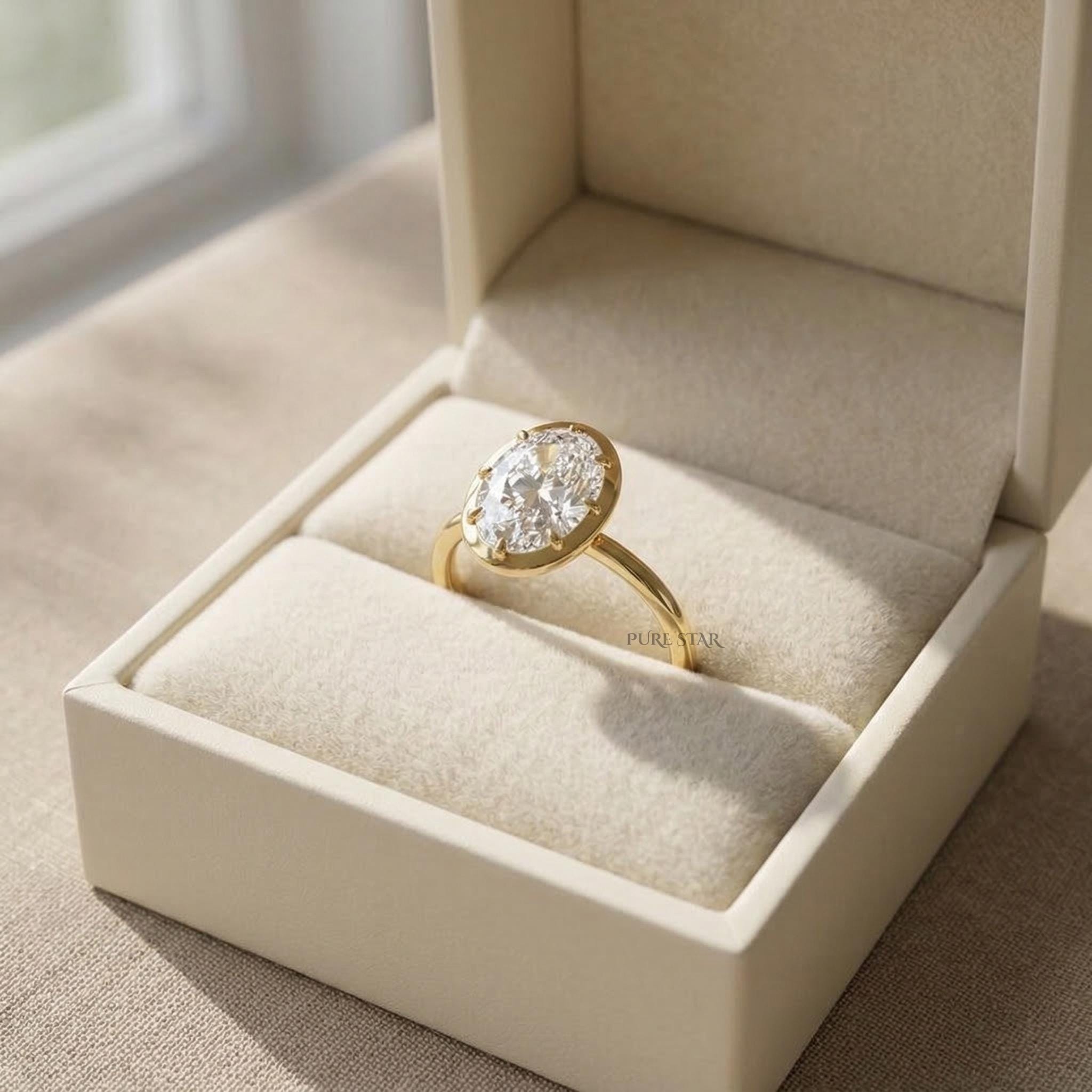 Oval Lab Diamond Ring 2.00 Ctw, 14k Gold Solitaire Engagement Ring, Minimalist Elegant Proposal Ring, Ethical Luxury Ring Gift