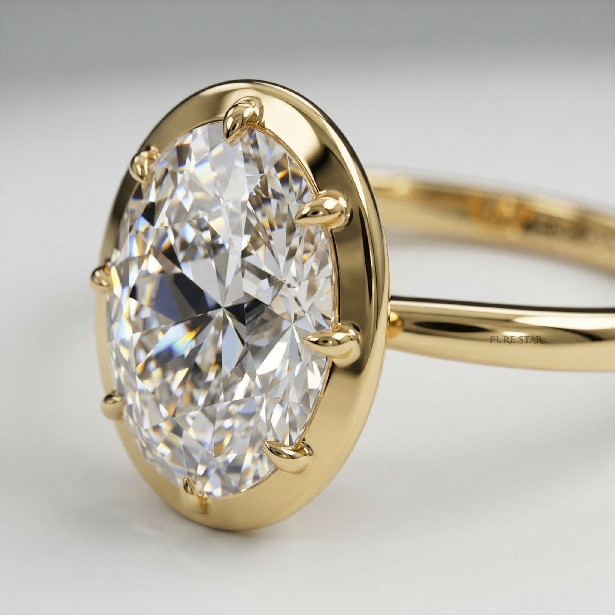 Oval Lab Diamond Ring 2.00 Ctw, 14k Gold Solitaire Engagement Ring, Minimalist Elegant Proposal Ring, Ethical Luxury Ring Gift