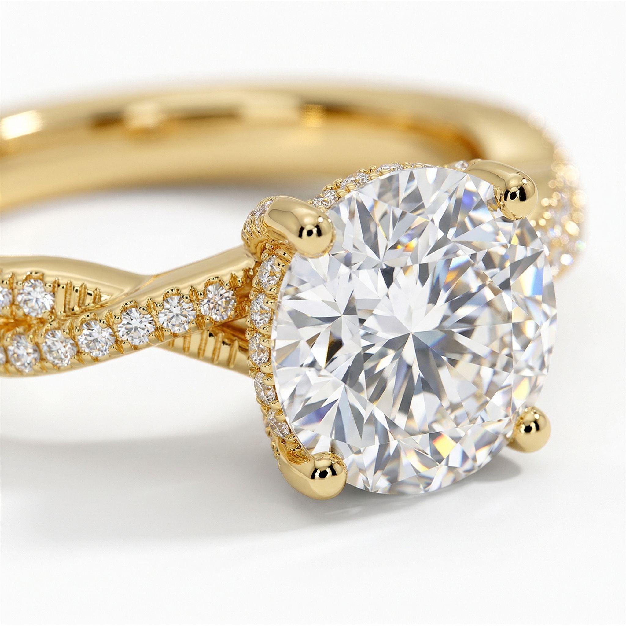 Lab Grown Diamond Ring Round Cut Vine Engagement Ring for Women Dainty Petite Twisted Band Ethical Diamond Jewelry Gift