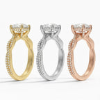 Lab Grown Diamond Ring Round Cut Vine Engagement Ring for Women Dainty Petite Twisted Band Ethical Diamond Jewelry Gift