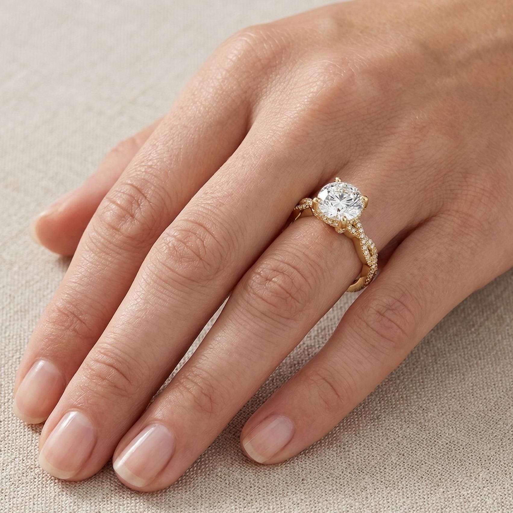 Lab Grown Diamond Ring Round Cut Vine Engagement Ring for Women Dainty Petite Twisted Band Ethical Diamond Jewelry Gift