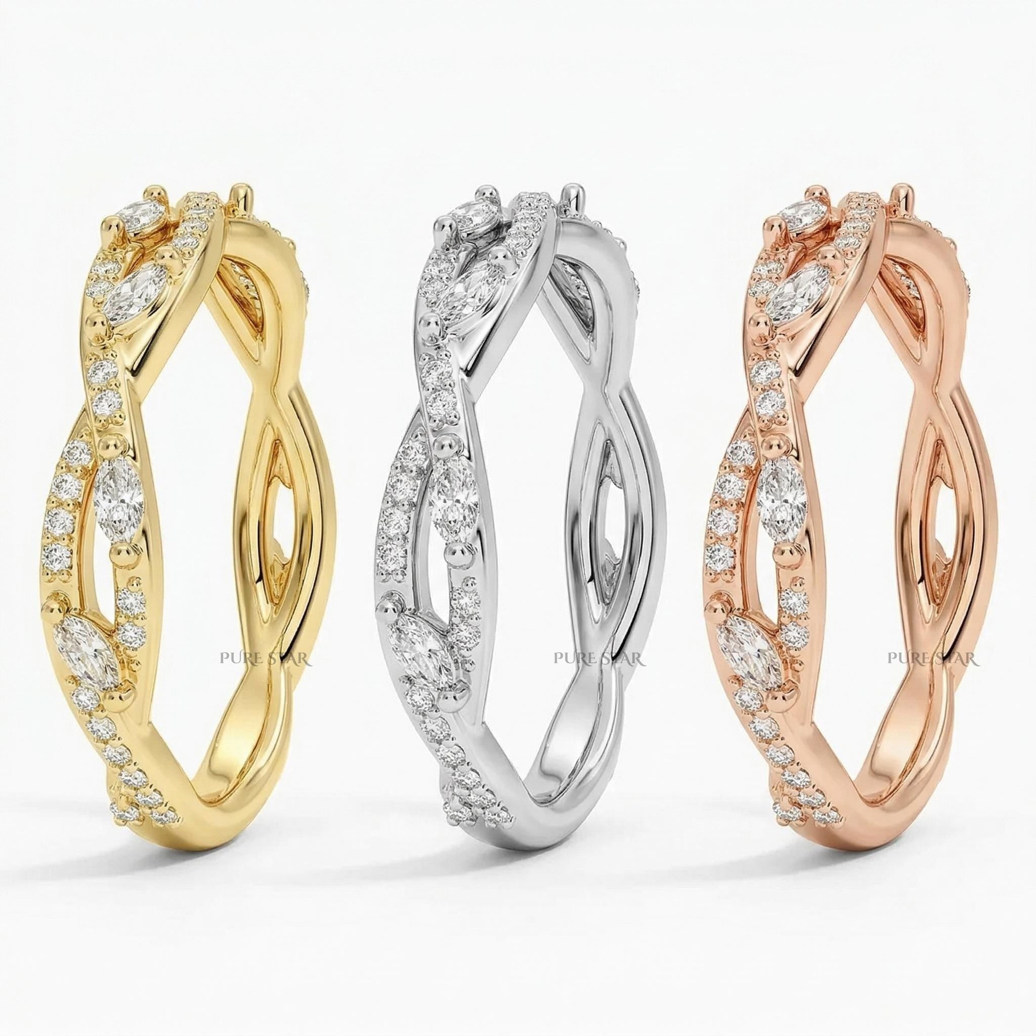 Marquise Round Lab Diamond Ring Round Secret Garden Engagement Ring Unique Floral Luxury Lab Grown Diamond Jewelry Romantic Gift for Women