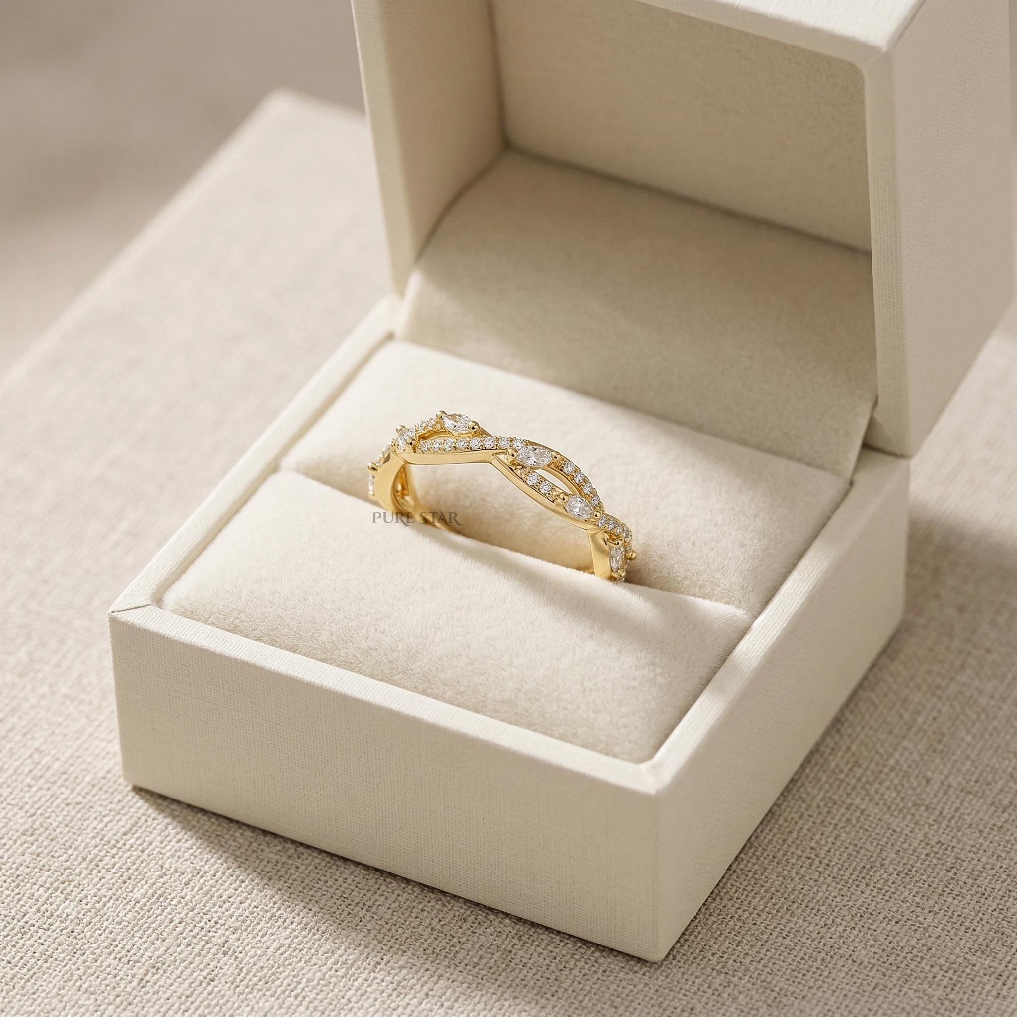 Marquise Round Lab Diamond Ring Round Secret Garden Engagement Ring Unique Floral Luxury Lab Grown Diamond Jewelry Romantic Gift for Women