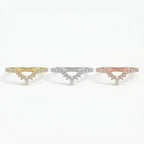 V Shaped Chevron Diamond Band Lab Diamond Wedding Ring Curved Stackable Ring Pear Round Dainty Anniversary Gift for Her