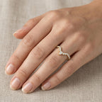 V Shaped Chevron Diamond Band Lab Diamond Wedding Ring Curved Stackable Ring Pear Round Dainty Anniversary Gift for Her