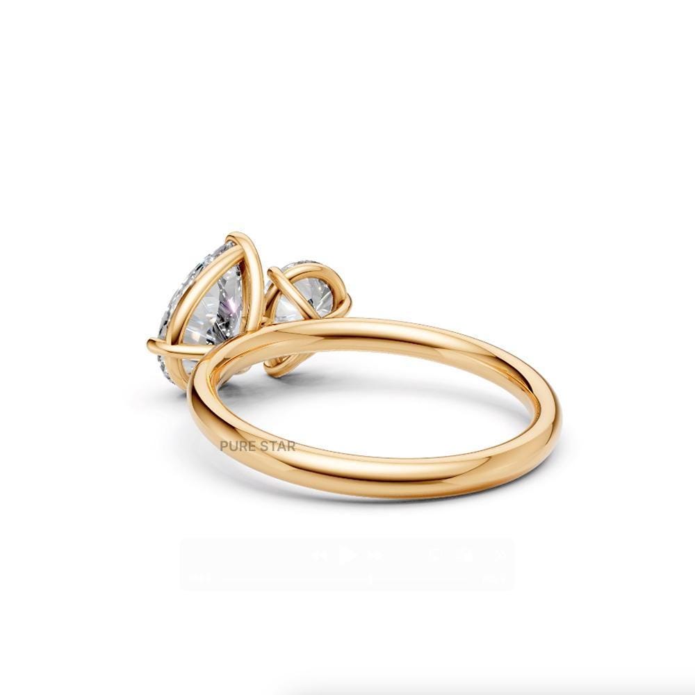 14K Yellow Gold Toi-et-Moi Pear Cut Lab-Grown Diamond Lab Grown Diamond Ring IGI Certified Solitaire Engagement or Anniversary Gift for Her