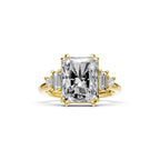 5 CT Five Stone Radiant Cut Lab Grown Diamond Engagement Ring, Baguette & Princess Cut Side Stones, Anniversary Ring, 14K Wedding Gift