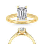 Fine jewelry emerald cut lab diamond ring gift for her in luxury presentation box.