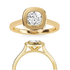 Cushion cut Bezel diamond Engagement Ring Unique Vintage 2 Carat Lab Grown Diamond Engagement Ring 14K Solid Gold IGI Certified Diamond Ring