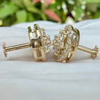 Round Halo Set Stud Earrings, Round Lab Grown Diamond Stud Earring, Push Back Wedding Earrings, Round Diamond Anniversary Gift Earrings