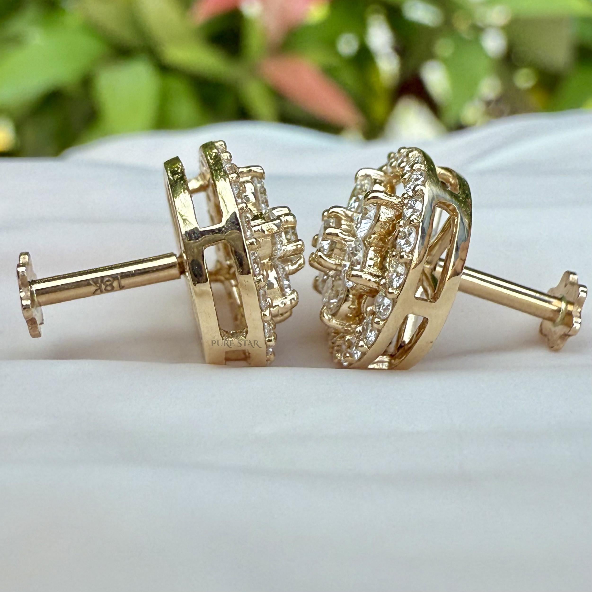 Round Halo Set Stud Earrings, Round Lab Grown Diamond Stud Earring, Push Back Wedding Earrings, Round Diamond Anniversary Gift Earrings