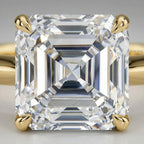 Asscher Cut Solitaire Ring Knife Edge Engagement Ring Lab Diamond Minimalist Gold Ring Elegant Proposal Jewelry Gift for Her