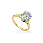 Oval Cut Halo Lab Grown Diamond Engagement Ring in 14K Solid Yellow Gold, Delicate Hidden Halo Bridal Ring, Unique Promise Ring for Women