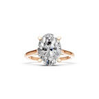Oval Cut Halo Lab Grown Diamond Engagement Ring in 14K Solid Yellow Gold, Delicate Hidden Halo Bridal Ring, Unique Promise Ring for Women