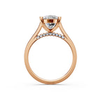 Oval Cut Halo Lab Grown Diamond Engagement Ring in 14K Solid Yellow Gold, Delicate Hidden Halo Bridal Ring, Unique Promise Ring for Women
