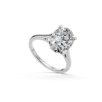 Oval Cut Halo Lab Grown Diamond Engagement Ring in 14K Solid Yellow Gold, Delicate Hidden Halo Bridal Ring, Unique Promise Ring for Women